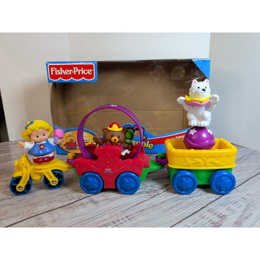 Fisher Price Little People Parading Pals Sarah Lynn, dog, bear & 3 vehicles Box